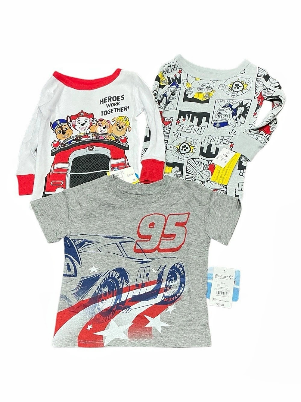 Nickelodeon Paw Patrol & Disney Pixar Cars Boys Size 4T Graphic 3-Piece Set NWT